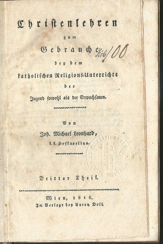 CHRISTENLEHREN ZUM GEBRAUCHE BEY DEM KATHOLISCHEN RELIGIONS-UNTERRICHTE DER JUGEND SOWOHL ALS DER ERWACHSENEN 3 – detail 1