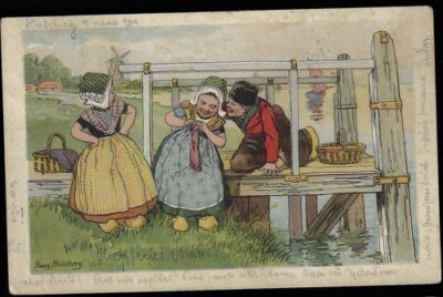 GEORG MÜHLHERG – DĚTI U ŘEKY pohlednice