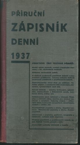 PŘÍRUČNÍ ZÁPISNÍK DENNÍ 1937 kalendář