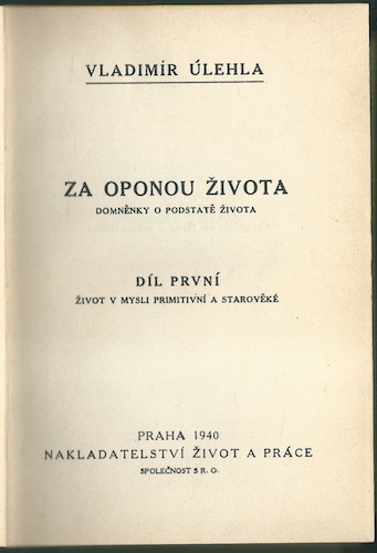 ZA OPONOU ŽIVOTA – Vladimír Úlehla