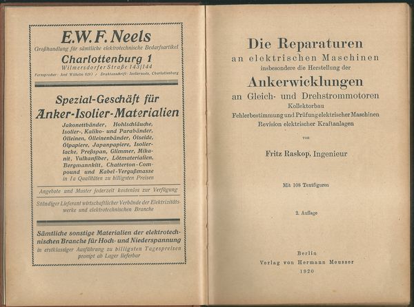 DIE REPARATUREN AN ELEKTRISCHEN MASCHINEN INSBESONDERE DIE HERSTELLUNG DER ANKERWICKLUNGEN AN GLEICH UND DREHSTROMMOTOREN – detail 1