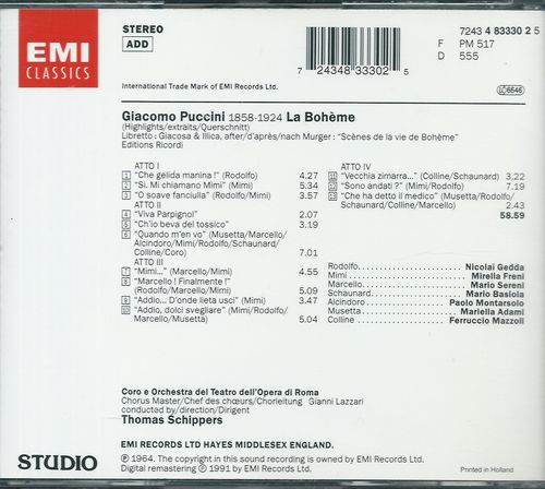 GIACOMO PUCCINI - LA BOHÉME – detail 1