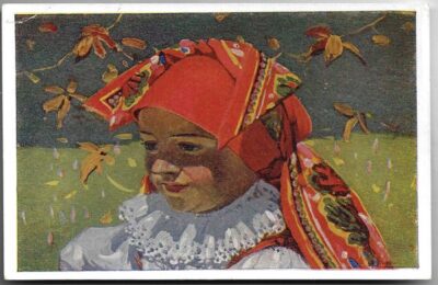 JOŽA ÚPRKA: DĚVČE Z PETROVA V ŠÁTKU S KONCI HORE pohlednice