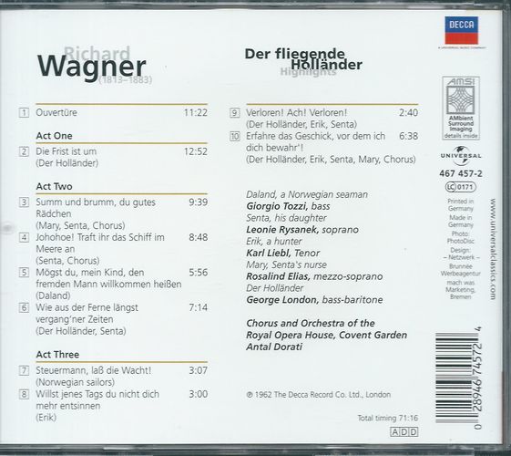 RICHARD WAGNER - DER FLIEGENDE HOLLÄNDER - HIGHLIGHTS – detail 1