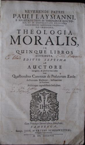 morallii THEOLOGIA MORALIS IN QUINQUE LIBROS – detail 1