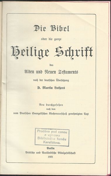 DIE BIBEL ODER DIE GANZE HEILIGE SCHRIFT DES ALTEN UND NEUEN TESTAMENTS – detail 1