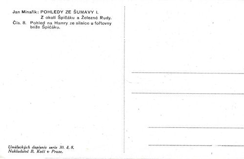 JAN MINAŘÍK – POHLED NA HAMRY ZE SILNICE U FOŘTOVNY BLÍŽE ŠPIČÁKU – detail 1