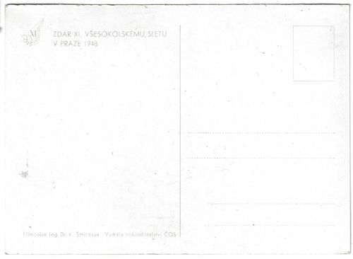 ZDAR XI. VŠESOKOLSKÉMU SLETU V PRAZE 1948 pohlednice