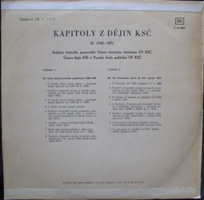 KAPITOLY  Z DĚJIN KSČ VI. 1948-1971 LP deska
