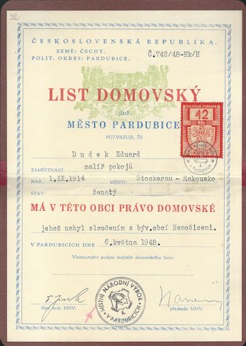 LIST DOMOVSKÝ MĚSTA PARDUBICE – detail 1