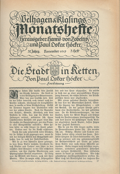 VELHAGEN & KLASINGS MONATSHEFTE JAHRGANG 1917/1918 – detail 2