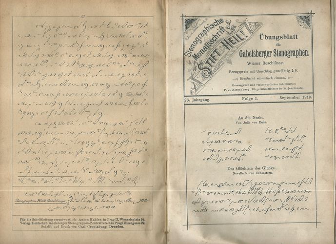 STENOGRAPHISCHES UEBUNGSBLATT "GABELSBERGER" – detail 2