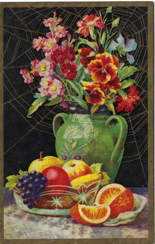 zatisicernep.pdf ZÁTIŠÍ S OVOCEM A KYTICÍ NA ČERNÉM POZADÍ pohlednice