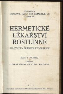 HERMETICKÉ LÉKAŘSTVÍ ROSTLINNÉ
