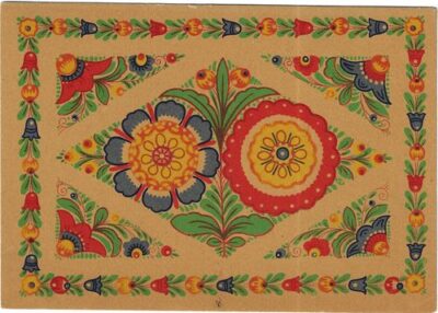 LIDOVÝ MOTIV – DVA KVĚTY pohlednice