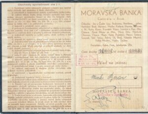 MORAVSKÁ BANKA – VKLADNÍ KNÍŽKA