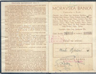 MORAVSKÁ BANKA – VKLADNÍ KNÍŽKA