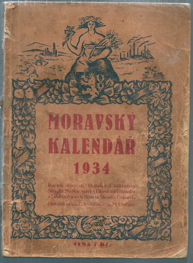 morkale34 MORAVSKÝ KALENDÁŘ NA OBYČEJNÝ ROK 1934 kalendář