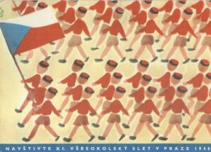 NAVŠTIVTE XI. VŠESOKOLSKÝ SLET V PRAZE 1948 pohlednice