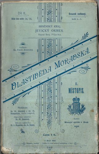 VLASTIVĚDA MORAVSKÁ – BRNĚNSKÝ KRAJ – JEVICKÝ OKRES – DÍL II. – Benj. Popelka
