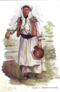 ŽENA V KROJI (BÉLAPATAKI TÓT ASSZONY) pohlednice