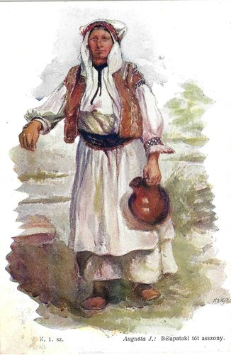 ŽENA V KROJI (BÉLAPATAKI TÓT ASSZONY) pohlednice