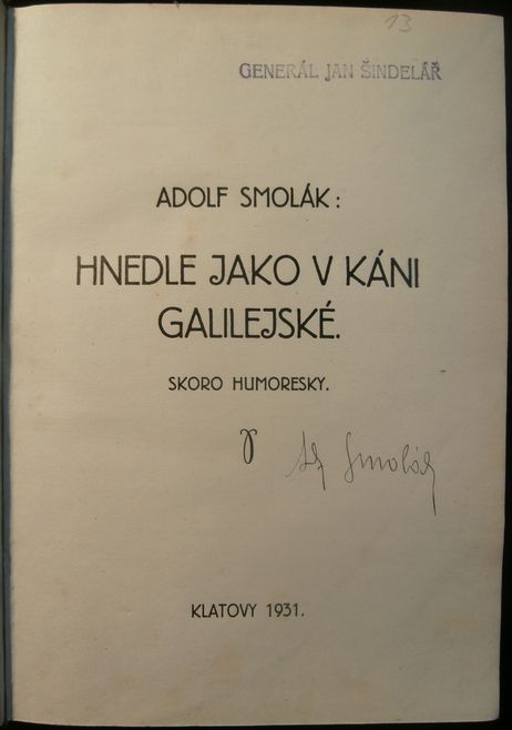 HNEDLE JAKO V KÁNI GALILEJSKÉ – Adolf Smolák