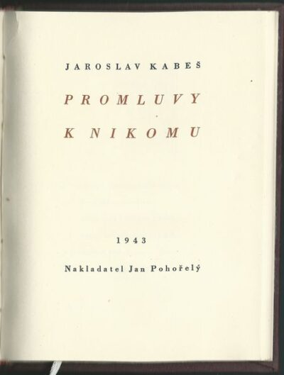 PROMLUVY K NIKOMU – Jaroslav Kabeš