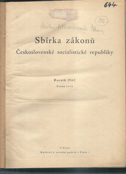 SBÍRKA ZÁKONŮ ČESKOSLOVENSKÉ SOCIALISTICKÉ REPUBLIKY
