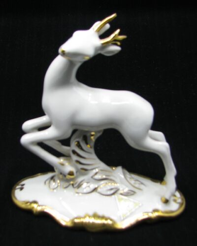 ZLACENÁ PORCELÁNOVÁ SOŠKA SRNY