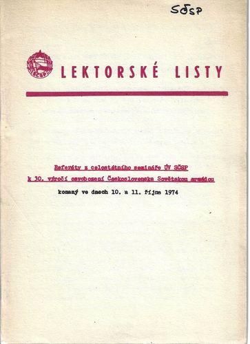 lektrsklist LEKTORSKÉ LISTY — REFERÁTY Z CELOSTÁTNÍHO SEMINÁŘE ÚV SČSP
