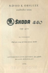 NÁVOD K OBSLUZE OSOBNÍHO VOZU ŠKODA 440