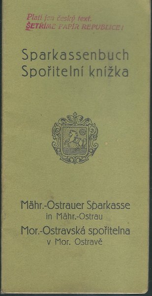 sparkassenbucfold SPOŘITELNÍ KNÍŽKA – MOR.-OSTRAVSKÁ SPOŘITELNA