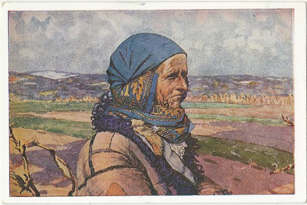 JOŽA ÚPRKA: STAŘENKA OD STRÁŽNICE V STARODÁVNÉM ŠÁTKU pohlednice