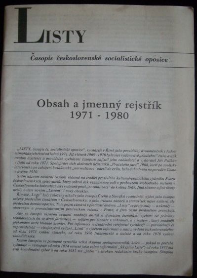 LISTY – OBSAH A JMENNÝ REJSTŘÍK 1971-1980