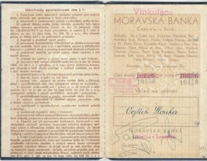 MORAVSKÁ BANKA – VKLADNÍ KNÍŽKA