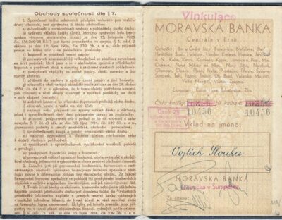 MORAVSKÁ BANKA – VKLADNÍ KNÍŽKA