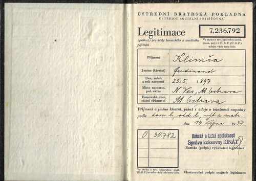 ÚSTŘEDNÍ BRATRSKÁ POKLADNA – LEGITIMACE – detail 1