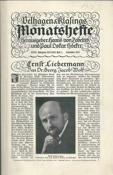 VELHAGEN & KLASINGS MONATSHEFTE JAHRGANG 1917/1918 – detail 1