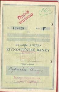 VKLADNÍ KNÍŽKA ŽIVNOSTENSKÉ BANKY