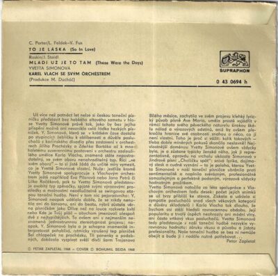 YVETTA SIMONOVÁ – TO JE LÁSKA / MLÁDÍ UŽ JE TO TAM SP deska