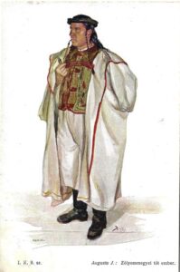 MUŽ S DÝMKOU V KROJI (ZÓLYOMMEGYEI TÓT EMBER) pohlednice