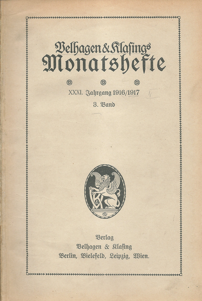 VELHAGEN & KLASINGS MONATSHEFTE - JAHRGANG 1916/1917 – detail 1