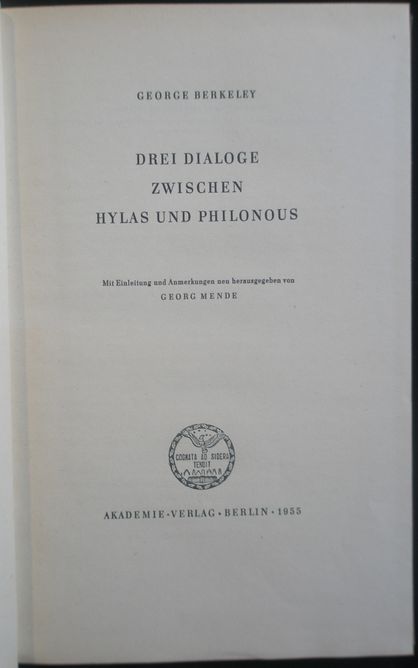 DREI DIALOGE ZWISCHEN HYLAS UND PHILONOUS – detail 1