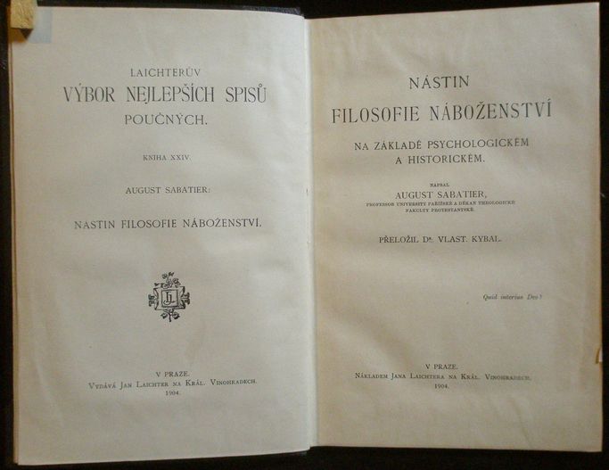 NÁSTIN FILOSOFIE NÁBOŽENSTVÍ – August Sabatier