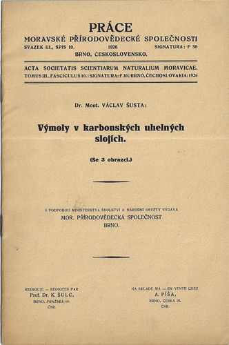 VÝMOLY V KARBONSKÝCH UHELNÝCH SLOJÍCH – Václav Šusta