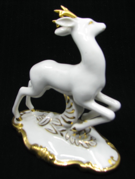 ZLACENÁ PORCELÁNOVÁ SOŠKA SRNY – detail 1