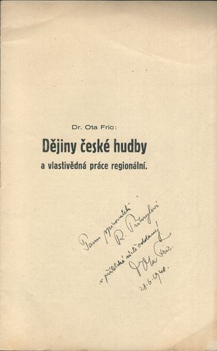 DĚJINY ČESKÉ HUDBY A VLASTIVĚDNÁ PRÁCE REGIONÁLNÍ – detail 1