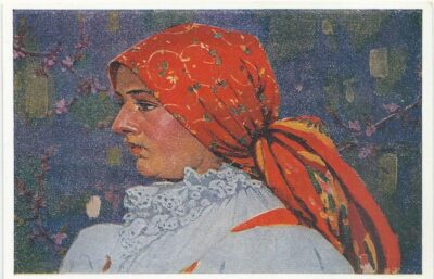 JOŽA ÚPRKA: DĚVČE Z PETROVA V ŠÁTKU S KONCI DOLŮ pohlednice