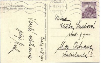 P. J. STŘEDOČESKÝ: MOTIV LIDOVÉHO UMĚNÍ Z CHODSKA pohlednice